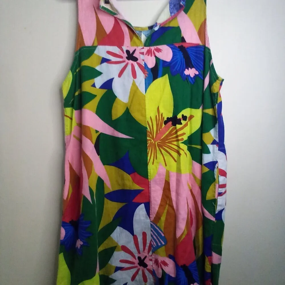 For Cynthia Dress Women XL Sleeveless Loud Pattern Linen Blend Colorful - Picture 12 of 16